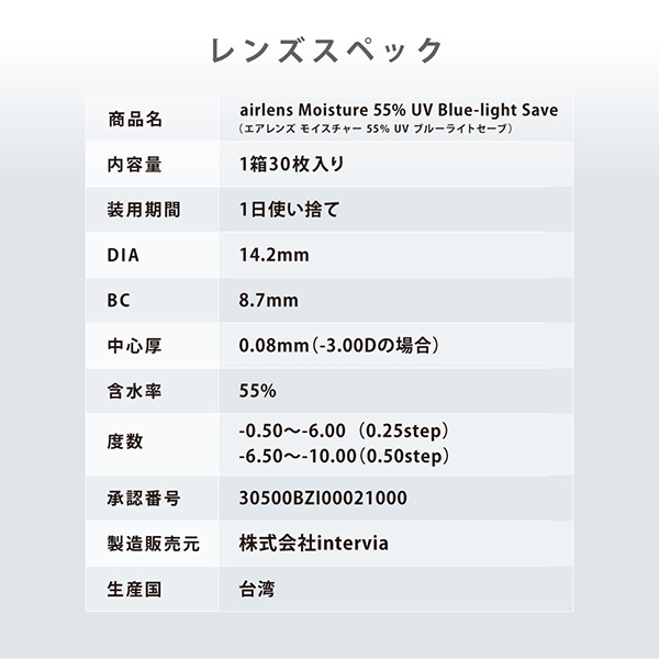 airlens moisture UV Blue light Save 1day�i�G�A�����Y 1day �u���[���C�g�Z�[�u�j�i30������j